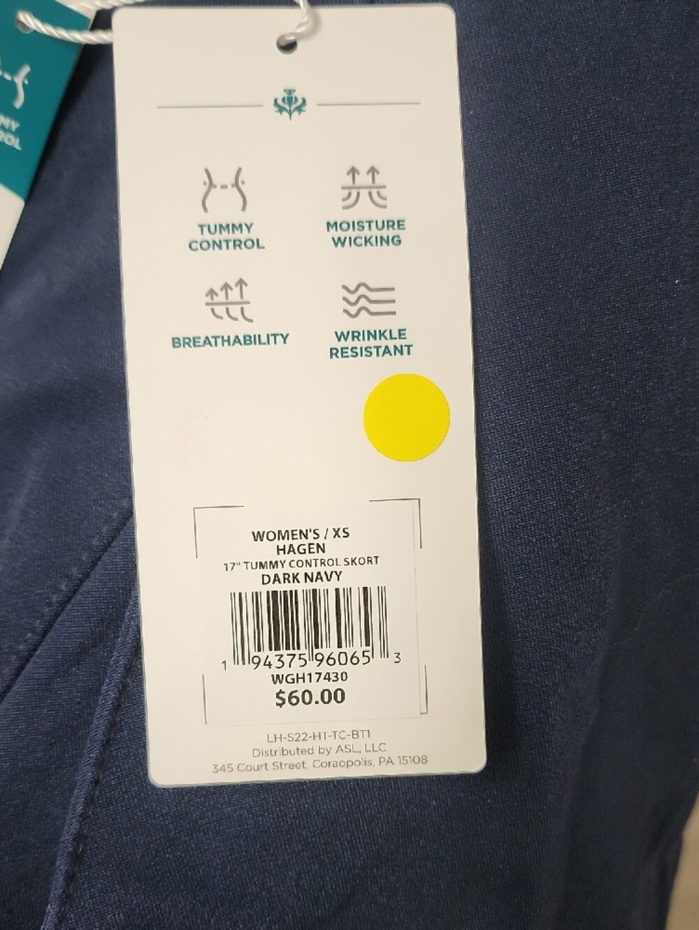 Lady Hagen Dark Navy 17" Tummy Control Performance Skort Size XS New With Tags - Picture 6 of 6